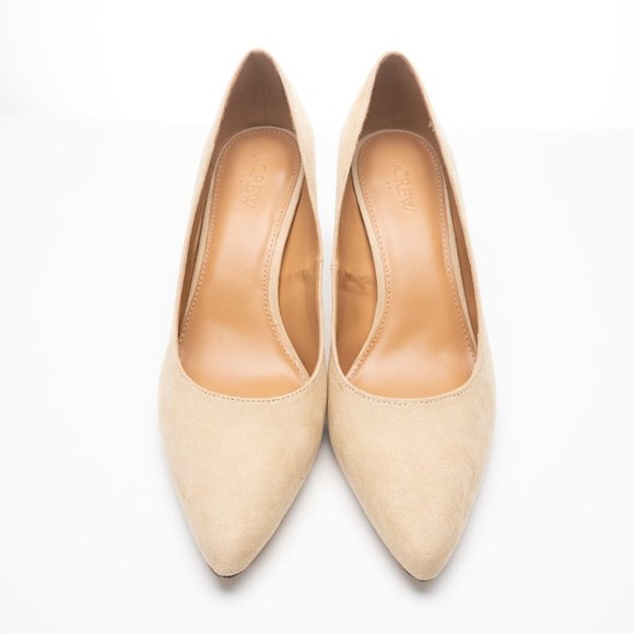 NEW J. CREW Microsuede Heeled Pumps in Saddle tan BJ248 $128 size 10 - Picture 4 of 14